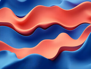 Naklejka premium Abstract wavy blue and coral background.