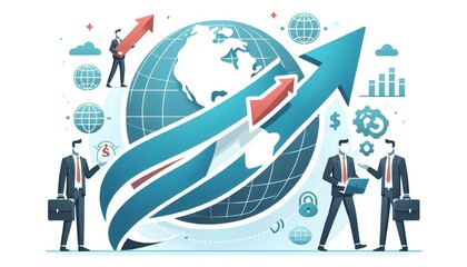 Upward Growth Arrow Symbolizing Global Expansion in Simple Flat Vector Illustration for Infographics