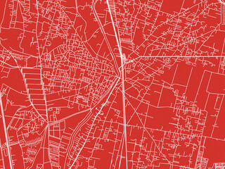 Fototapeta premium Christmas Map of Teoloyucan, Mexico in Snowy White on Festive Red Background.