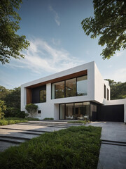 Modern Minimalist Home with Geometric Design and Natural Surroundings