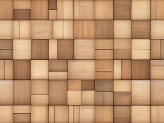 Abstract Wooden Mosaic: A Seamless Pattern of Varied Brown Wood Blocks