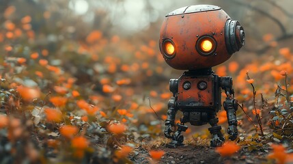 Post-apocalyptic anime robot resin figure, weathered mechanical parts, neon lights, and desert wasteland setting