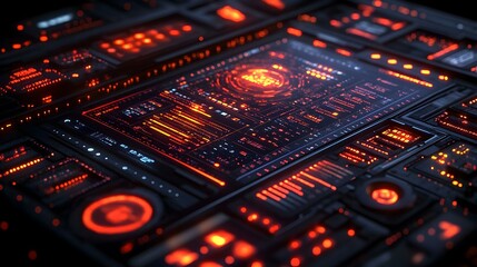 Obraz premium Macro Shot Smart Device Digital Marketing Algorithm Visualization Dynamic Data Points