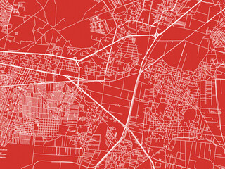Christmas Map of Tepexpan, Mexico in Snowy White on Festive Red Background.