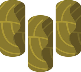 This illustration features three stuffed grape leaves, known as dolma, a popular middle eastern dish