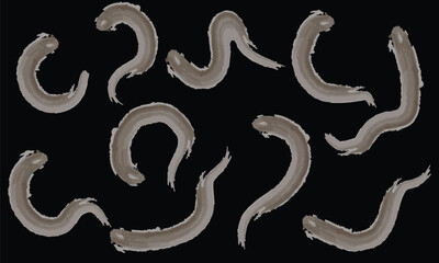 Squiggles with circles seamless pattern. Brush drawn bold curved lines, waves and swirls. Abstract geometric background with organic bold lines. Creative childish scribble backdrop, doodles.