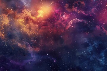 Obraz premium Colorful and vivid cosmic space nebula with bright glowing stars and swirling clouds of gas.