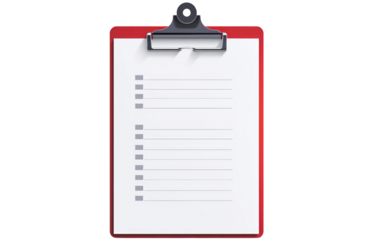 A minimalist checklist icon with neatly organized tick marks next to each item, isolated on white background