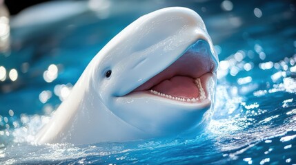 Beluga Whale: A Captive Aquarium Friend Swimming in Nature-Like Tank