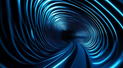 Obraz premium Tunnel illusion, futuristic glowing neon lines that stretch outward