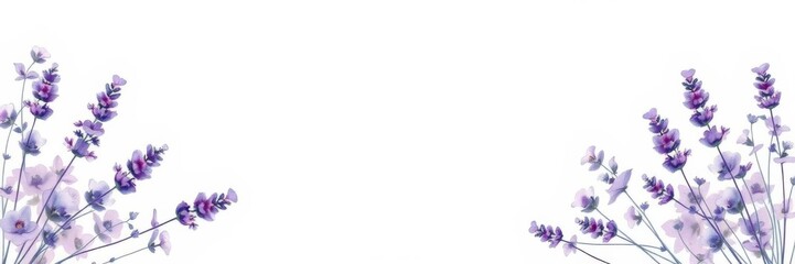 Obraz premium Illustration of delicate lavender flowers painted in watercolor, showcasing intricate details and elegant design, white background, AI, generative