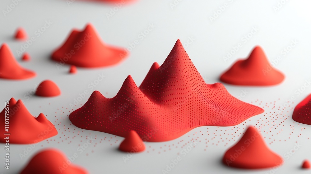 Poster mesmerizing moody abstract background with an undulating wave pattern of vivid red dots and lines co