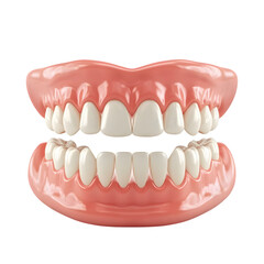 Realistic 3D Model of Full Set of Human Teeth with Gums Isolated on Transparent Background