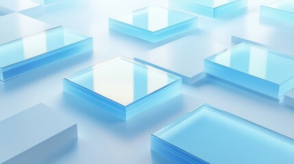 Obraz premium Blue frosted glass white acrylic material, white background