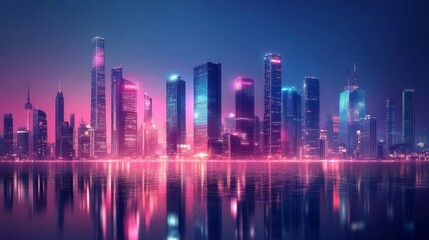 Fototapeta premium Spectacular skyline of a big modern city. 