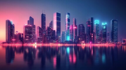 Fototapeta premium Spectacular skyline of a big modern city. 