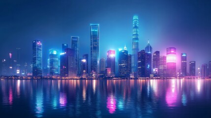 Fototapeta premium Spectacular skyline of a big modern city. 