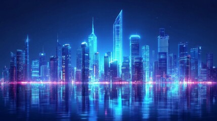 Spectacular skyline of a big modern city. 