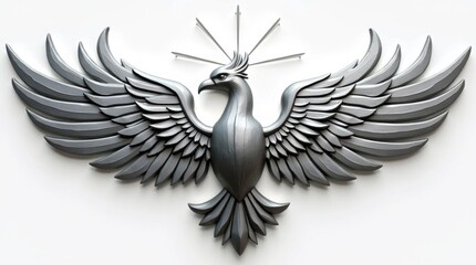 Obraz premium Silver Phoenix Icon with Stylized Wings