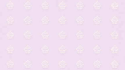 Minimalist Cupcake Pattern on Lilac Background 