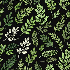 Vibrant Green Botanical Seamless Pattern