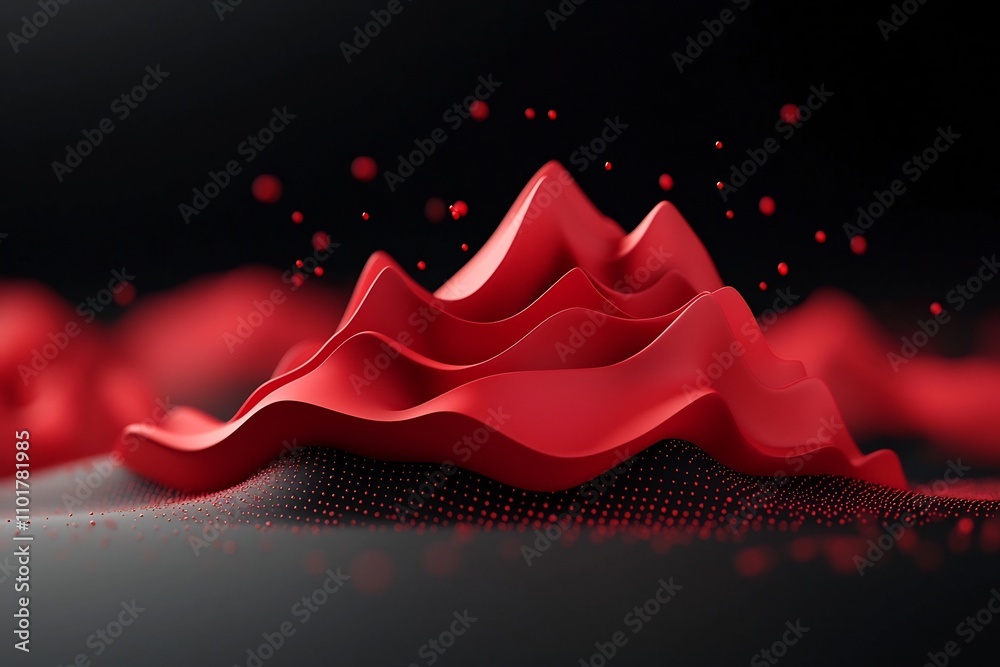 Poster mesmerizing abstract 3d rendering featuring a dynamic composition of flowing red dots and bold lines
