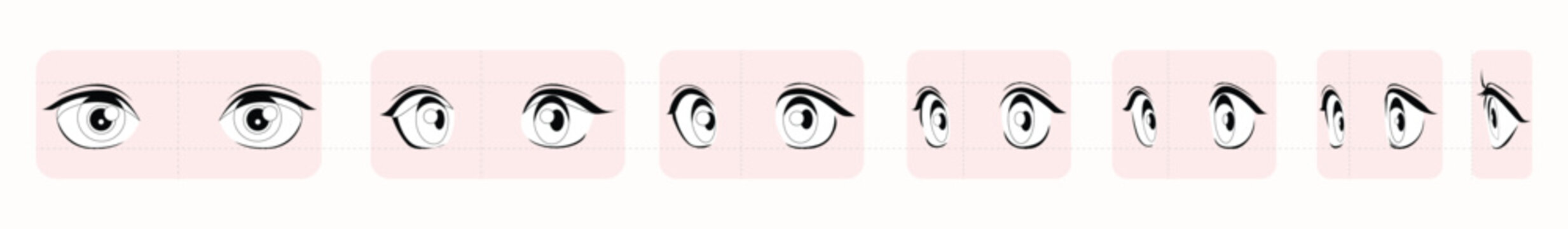 Anime Eyes Design Pack &ndash; Different Angles and Perspectives of Kawaii Manga Eye Illustrations for Character Creation and Drawing Tutorials