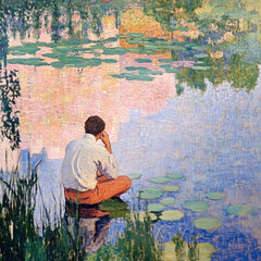 Fototapeta premium Inner peace, illustration, state of mind, serene