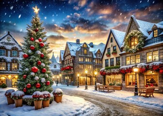 Winter Wonderland Architectural Photography: Captivating December Backgrounds Perfect for Christmas Celebrations and Advent Time Decor