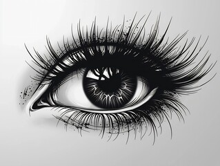 Detailed Black Ink Tattoo Eye Symbolizing Vision and Awareness on White Background