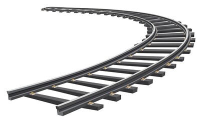 A curved section of railway track designed for train transportation.