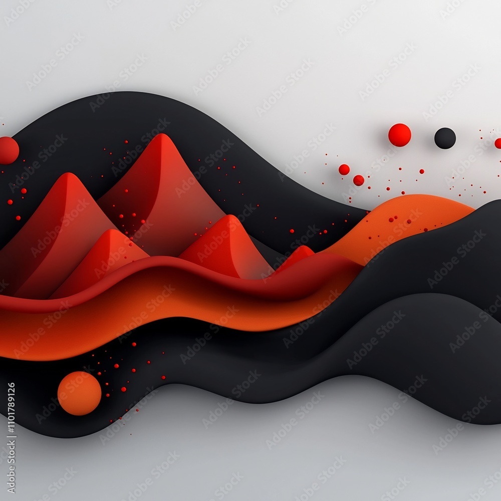 Poster mesmerizing minimalist 3d abstract composition with undulating waves of dots and lines on a dark bac
