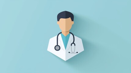 Fototapeta premium Minimalist doctor icon, healthcare worker with a stethoscope, representing the care and compassion in the medical field.