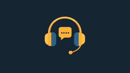 Icon of a headset with a small speech bubble, symbolizing communication and support in customer service.