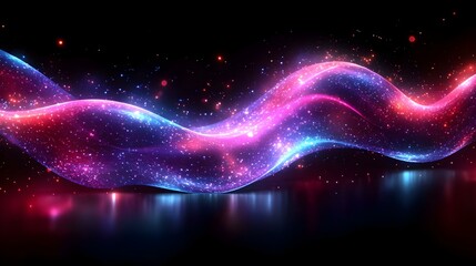Fototapeta premium Glossy Holographic Waves with Digital Reflections and Ample Copy Space for Ads