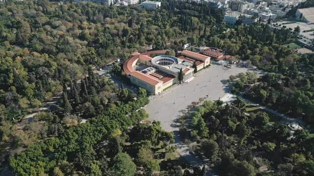 Aerial Morning Panorama of Zappeion Hall in Athens