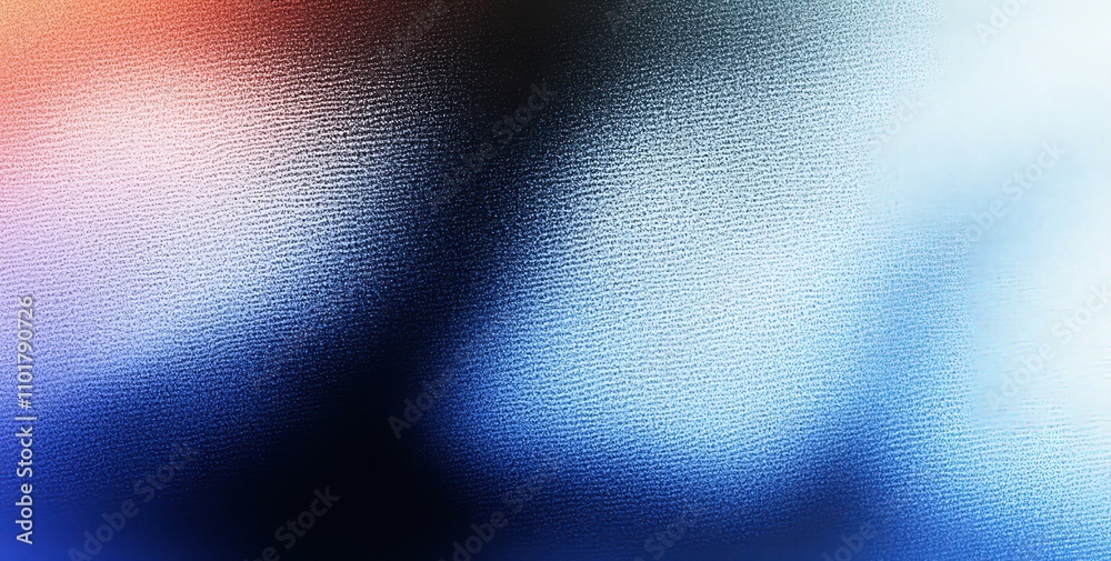 Poster waves of red, blue, and white fluid colors move across a black, grainy background, producing a neon 