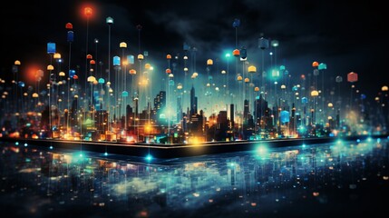 Obraz premium Strong internet connection signal in a digital network context