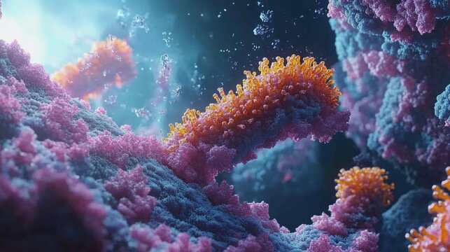 The process of protein synthesis in a ribosome


