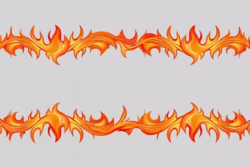 Vibrant Orange Flame Border Design on Clean White Background