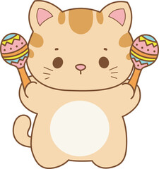 Illustration of cute kitty icon.
Funny cat in daily activities elements.
