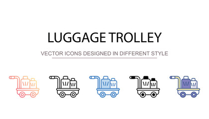 Luggage Trolley icon design with white background stock illustration