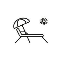 Beach chair icon flat line symbol set.