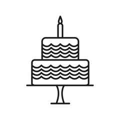 Birthday cake icon flat line symbol set.