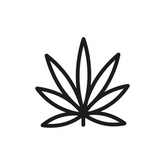 Cannabis leaf icon flat line symbol set.