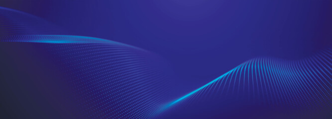 Digital technology background. Dynamic wave of glowing points. Futuristic background for presentation design. 3d Widescreen. Vector illustration.