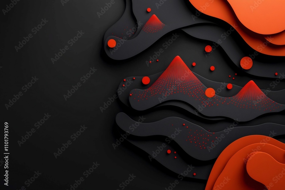 Poster mesmerizing 3d rendered abstract background featuring a striking wave like pattern of red dots and l