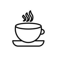 Cup of coffee icon flat line symbol set.