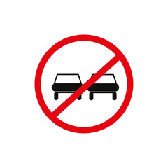 Do not overtake traffic Sign flat line symbol set.