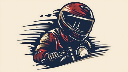 Obraz premium A stylized illustration of a motorcycle racer in motion, showcasing speed and excitement.